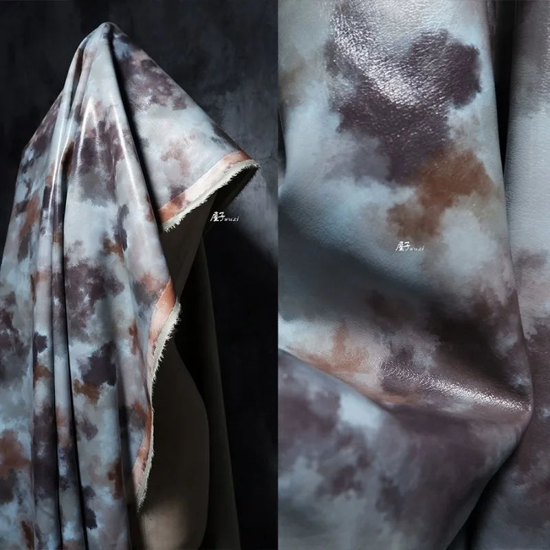 Caiyun полиуретановая кожа с принтом ручной работы, блестящая кожа, специальная креативная дизайнерская ткань, полуразмерная цена