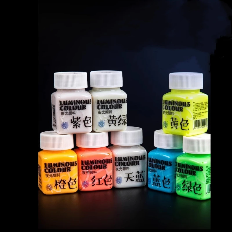 Tinta acrílica que brilha no escuro Pintura Diy Pigmentos luminosos Maquiagem à prova d'água Unhas Roupas Sapatos Pintura corporal Decoração de festas Tintas líquidas fluorescentes