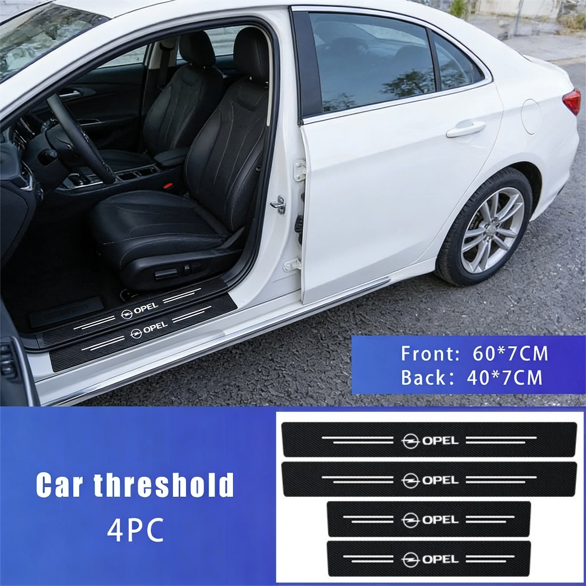 

Carbon Fiber Sticker for Car Door Sill Anti-Collision Tape Fit For Opel Vauxhall Corsa Astra Mokka-e Frontera Combo Zafira Life