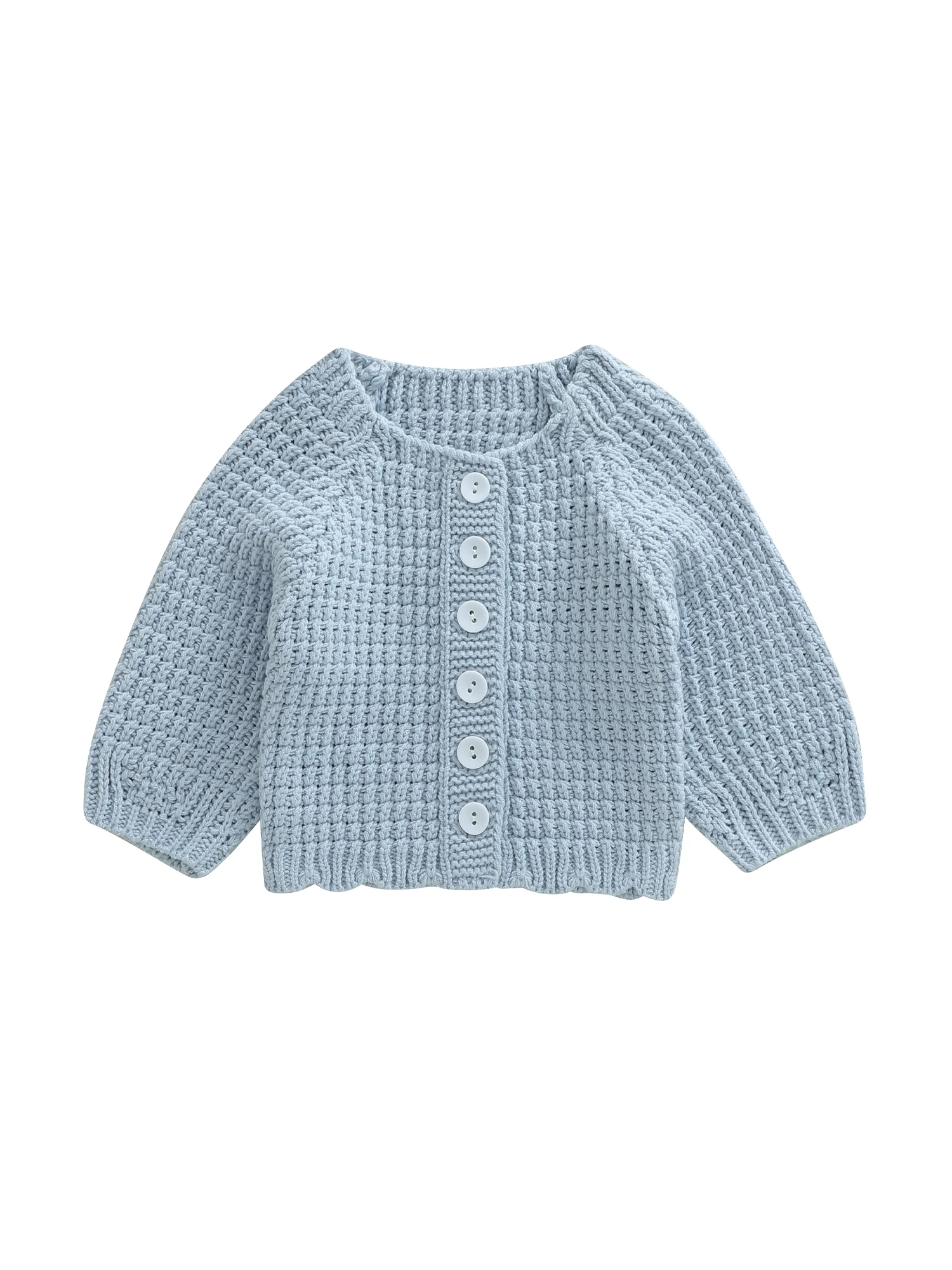 

Toddler Baby Fall Cardigan Sweater Solid Color Button Down Crew Neck Long Sleeve Knitted Tops