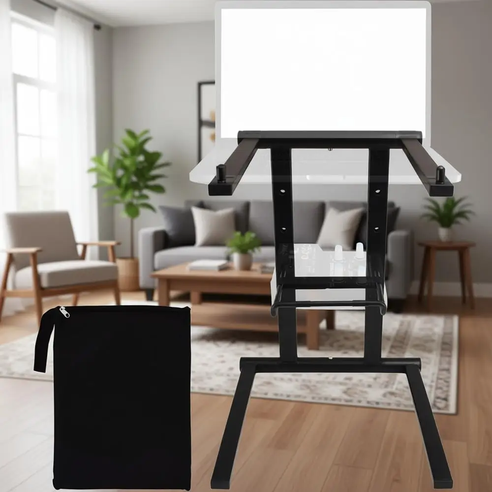 Adjustable Height Laptop Stand with Second Tray, Portable for iPad, Tablet, DJ Mixer, Workstation, Gaming, Home Use & Carrying B