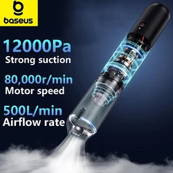 Baseus-aspiradora A3 Lite de 12000Pa para coche, miniaspiradora portátil inalámbrica para el hogar y la Oficina