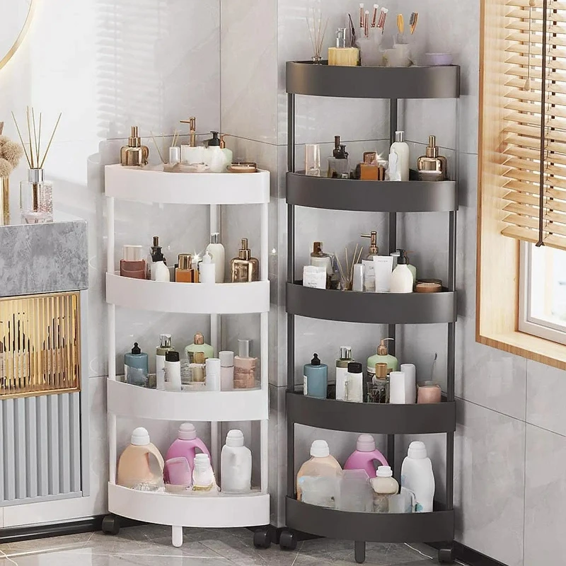 

Multipurpose Corner Rack Floor Corner Shelf Floor Toilet Bathroom Storage Rack Gap Multi-Layer Kitchen Rack For Space Storage