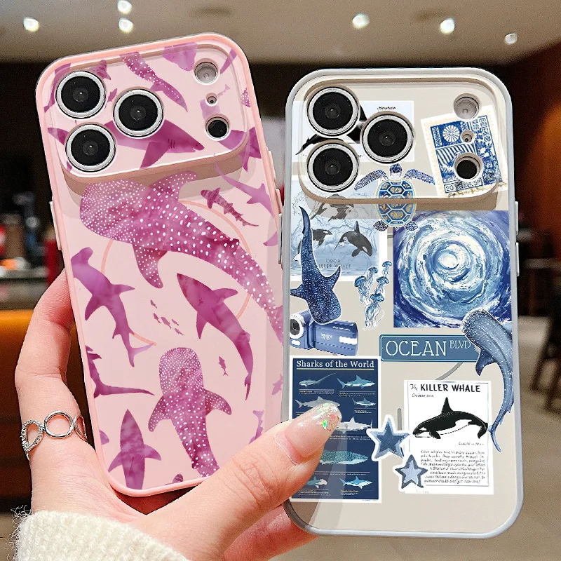 Whale Pattern Magnetic Phone Case For iPhone 17 ProMax 16 15 14 13 Pro Max For Magsafe Wireless Charge Shockproof Hard PC Cover