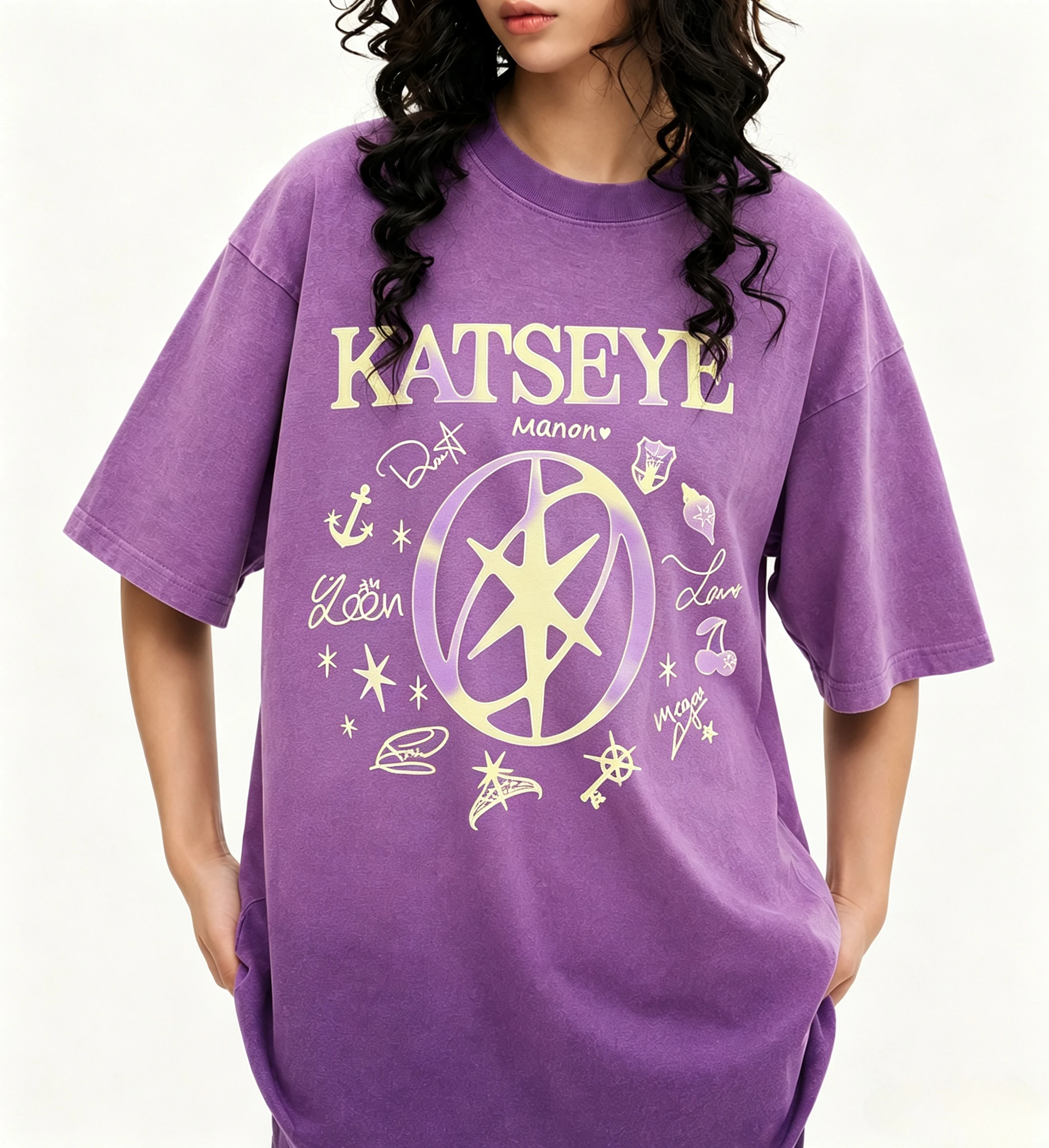 Katseye Kpop Girl Group Classic Print T Shirt Women Short Sleeve Clothing Casual Cotton Shirt Retro Washed T-shirt Harajuku Tops