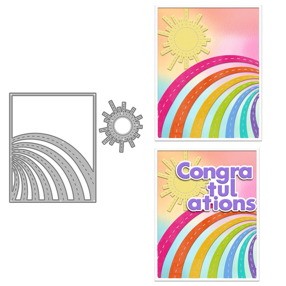 

MangoCraft Sun Rainbow Rectangle Cutting Dies DIY Scrapbooking Supplies Metal Dies Knife Mold For Card Making Crafts Album Decor