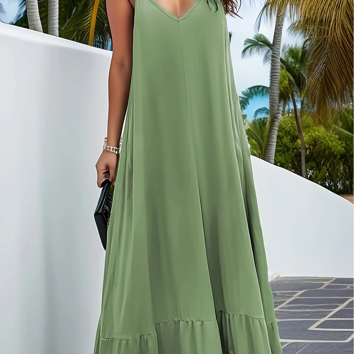 2024 Primavera Verano nueva mujer Shein Amazon Comercio exterior elegante vestido sin mangas de Color sólido estilo transfronterizo europeo y americano