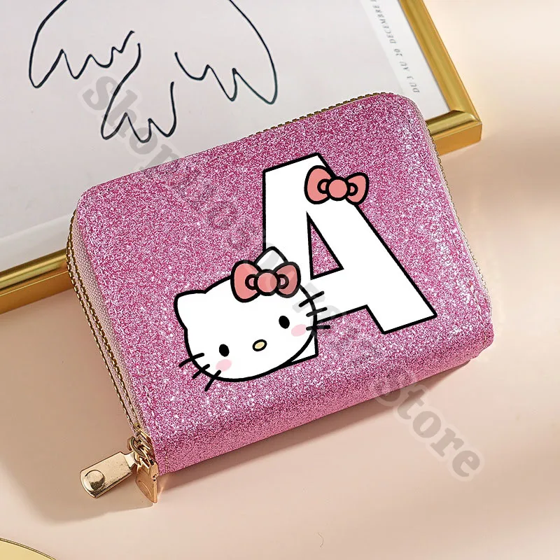 

Женский держатель для карт на молнии Hello Kitty, милый кошелек в стиле аниме, повседневные аксессуары, модный кошелек для монет с принтом, сумка для хранения с героями мультфильмов, подарки