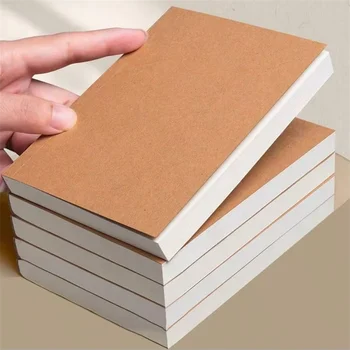 A6 Pocket Thickened Notebook 256 Pages 128 Sheets Line Blank Grid Inner Pages Kraft Paper…