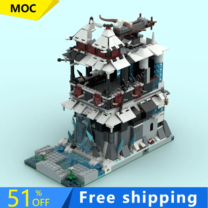 

MOC 877, детали Forsaken Fortress, строительные блоки «сделай сам», ретро архитектурная модель, дисплей, игрушки, детская сборка, подарки на день рождения, Рождество