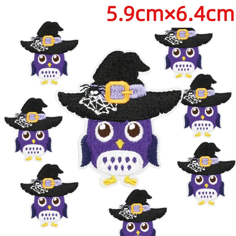 

Lots of Cartoon Halloween Embroidery Patch Ghost Skull Cloth Bat Spider Cat Thermo Stickers for Clothing Wholesale Iron On