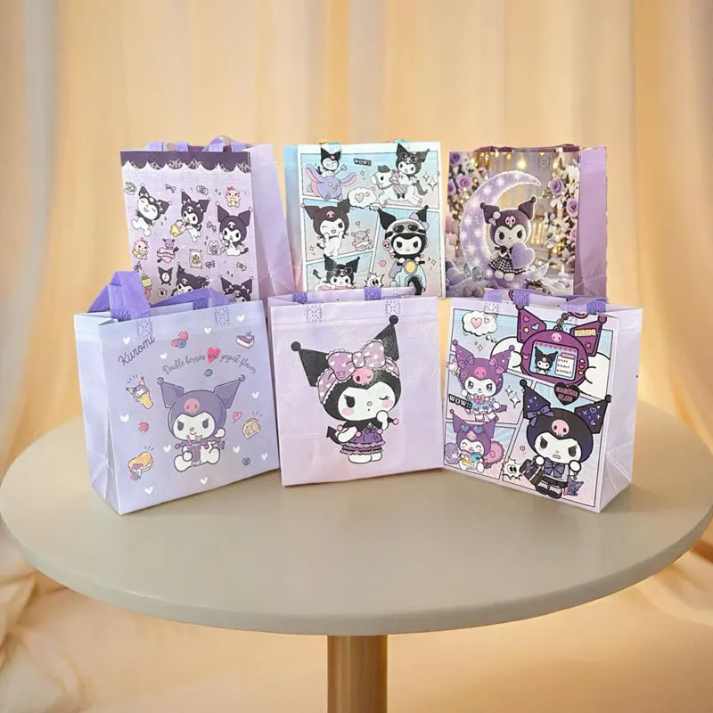 

20 шт., подарочная сумка Kuromi, конфеты, закуски, водонепроницаемые нетканые сумки-тоут, портативная сумка для покупок, мелодия, подарки, декор для дня рождения