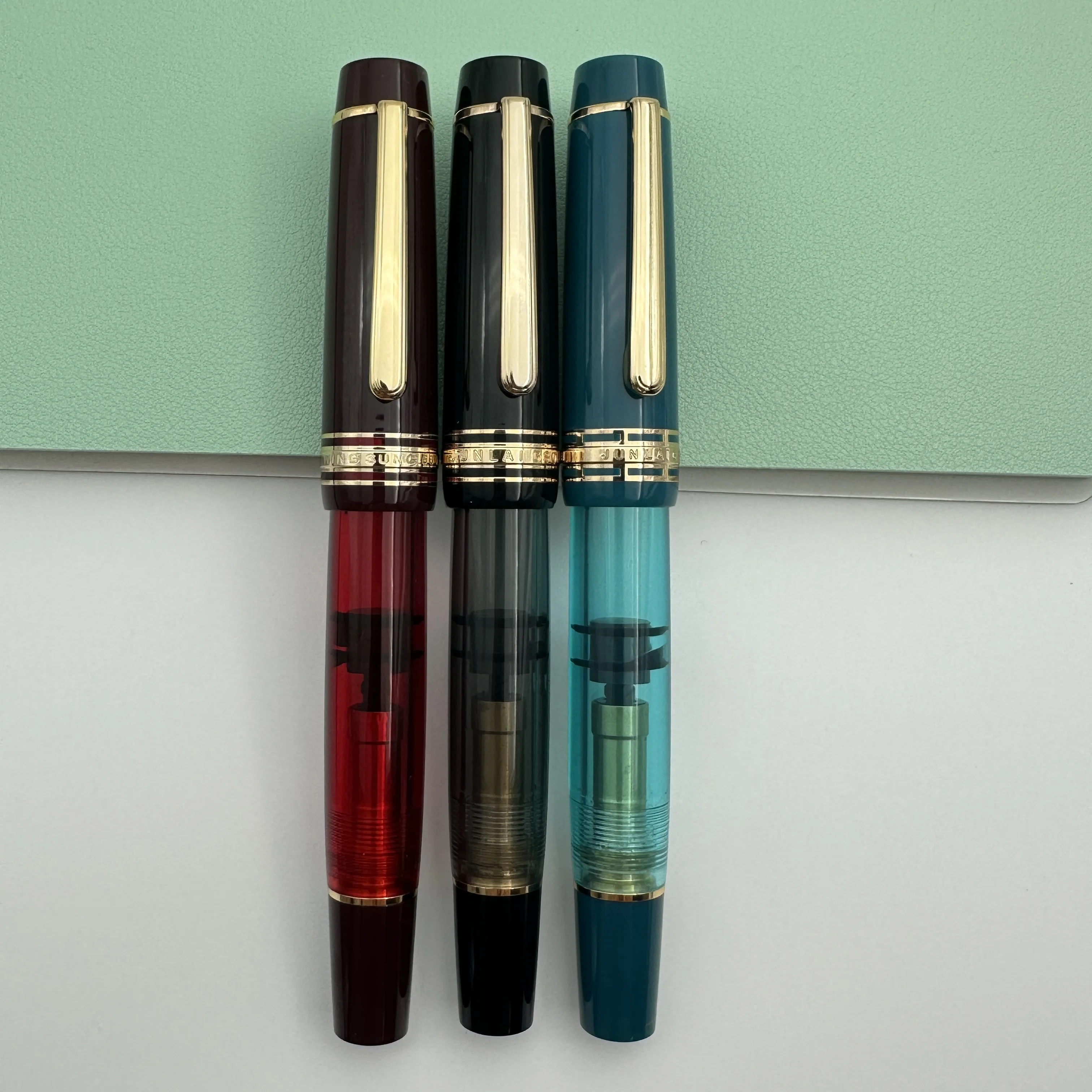 Wingsung/Junlai 630 Transparent Resin Fountain Pen NO.8 Iraurita F Nib Piston Gold Clip Business Writing School Stationery Gifts