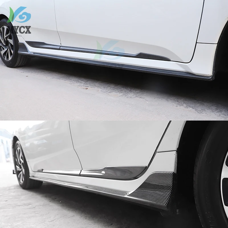 High Quality ABS Paint Side Skirts Kit Lip Splitters Bumper Cover Fits For Honda Civic 2016 2017 2018 2019 2020