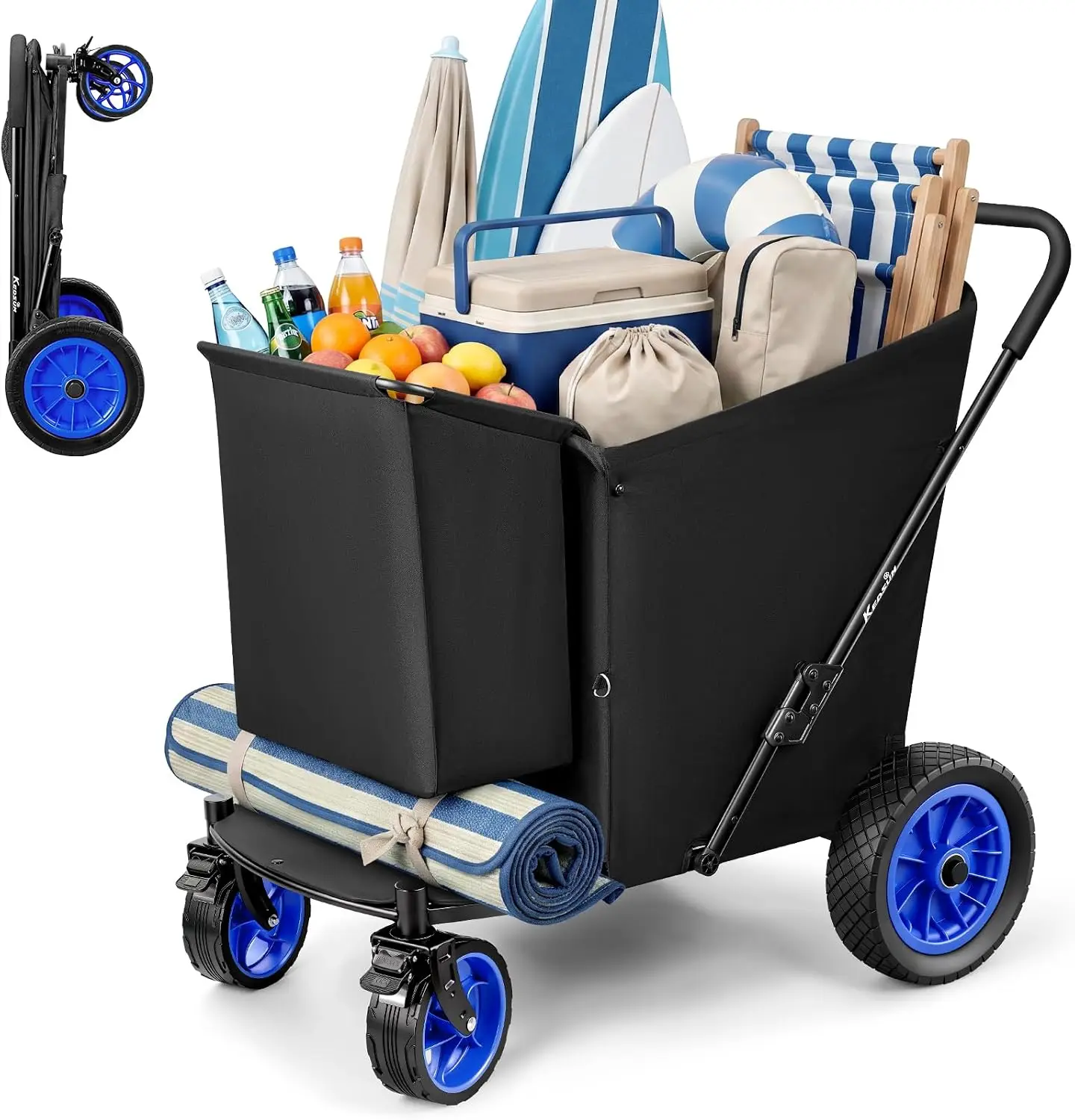11.3 Cu.Ft. 400LBS Upgrade Huge Beach Wagon with Big Wheels for Sand, 12