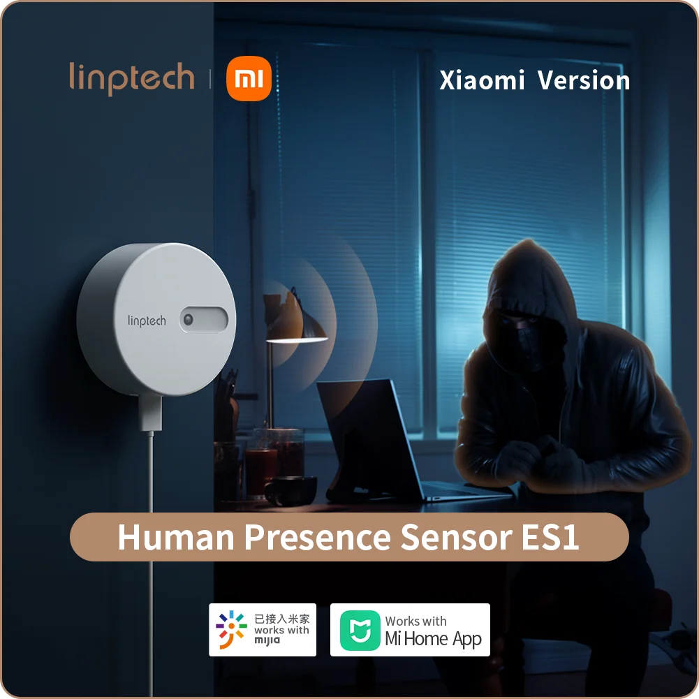 Linptech-Sensor de presencia de cuerpo humano ES1, comunicación Zigbee/Wifi, Radar de onda milimétrica inductivo estático para aplicación Xiaomi o Tuya