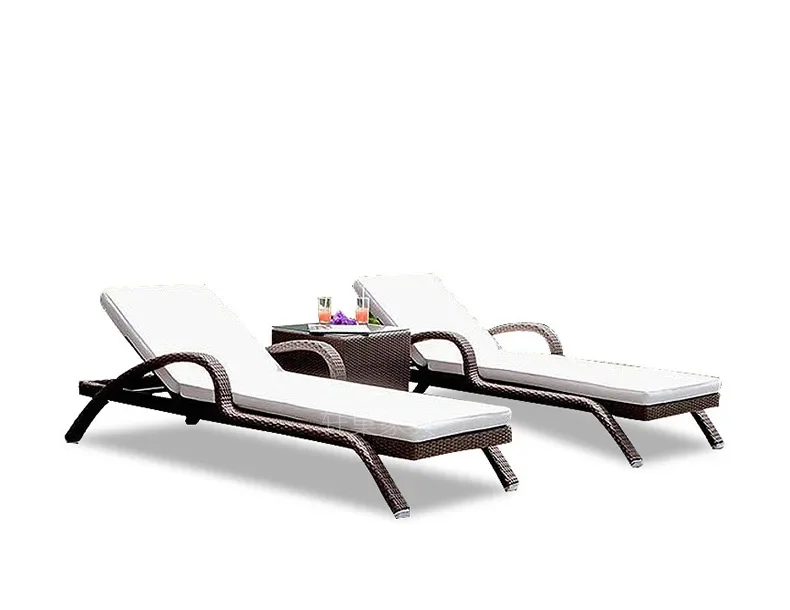 Custom courtyard swimming pool lounge chair rattan folding beach chair outdoor rattan patio garden