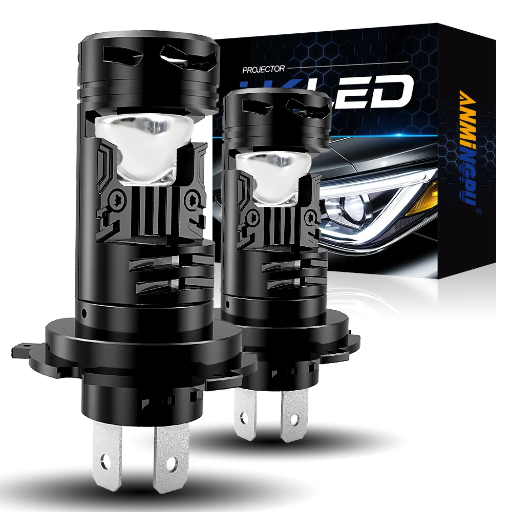 

H4 Bi Mini LED Projector Lens H4 9003 LED Car Bulbs Canbus Headlamp Auto Motorcycle High Low Beam Lamps with Fan Plug and Play