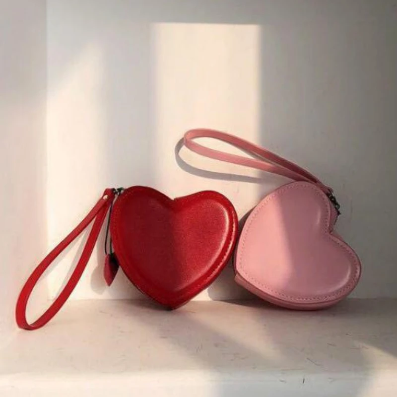 

Small Mini Purse PU Card Bag Girls Heart Purse Cute Love Coin Pouch Coin Purse Clutch Bag Kawaii Stylish Portable Coin Pouch