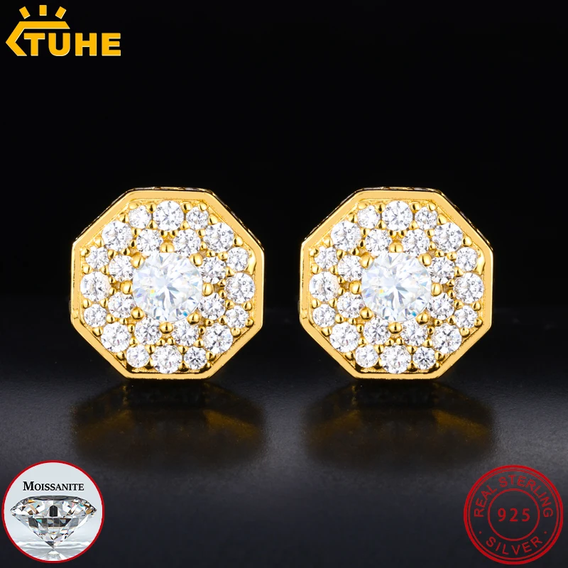 

TUHE High Quality Unisex Earrings VVS1 D Color Moissanite Earring S925 Silver Ear Stud For Men Women Hip Hop Jewelry Gift