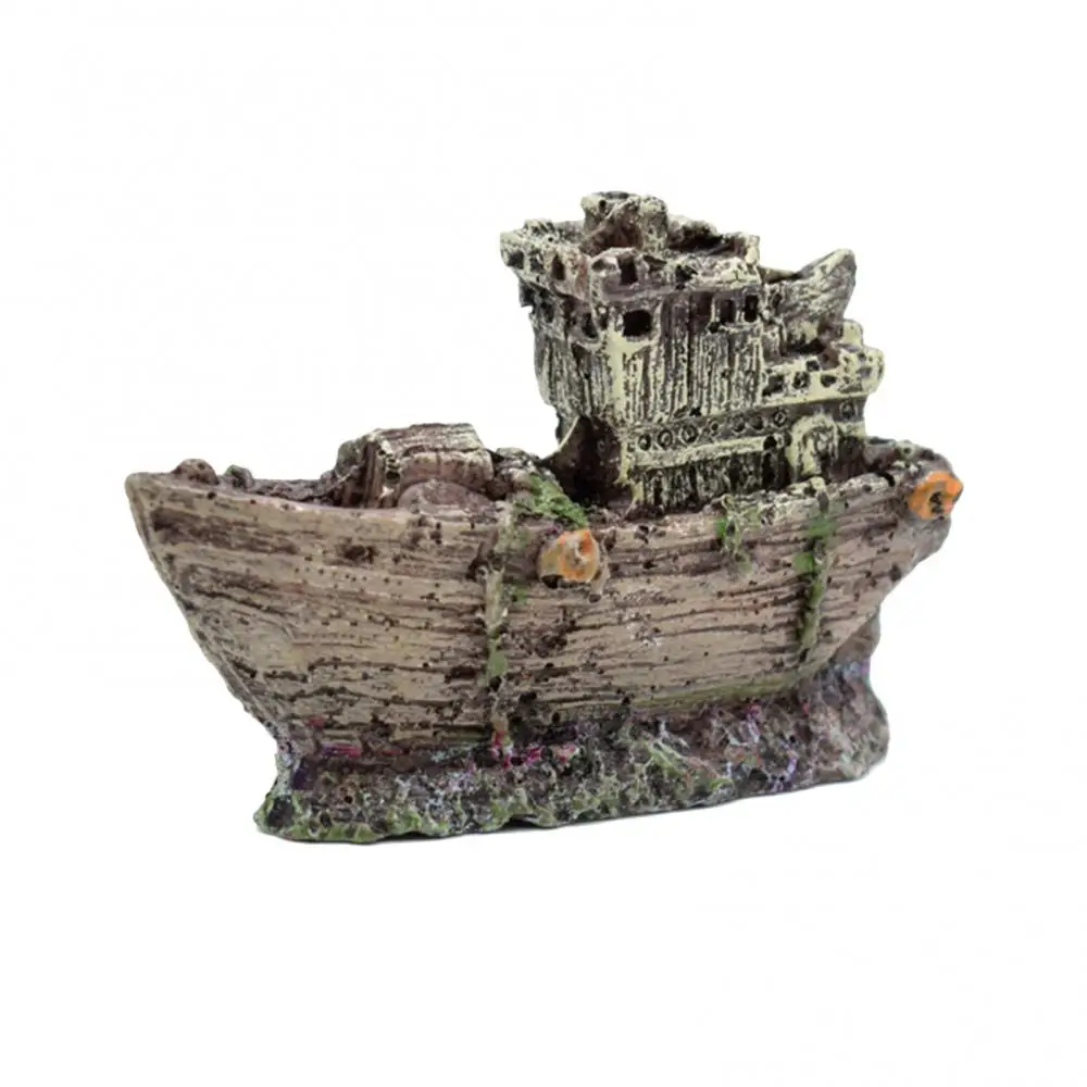 Decoration Aquarium Decor Fish Tank Landscaping Landscaping Decor Mini Resin Aquarium Sunken Ship Boat Model Aquarium