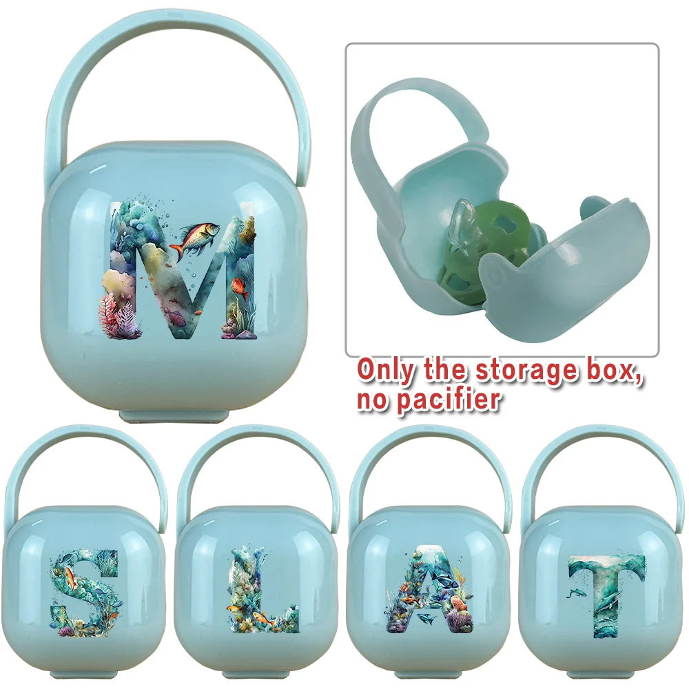 

On-the-Go Pacifier Storage Box Reusable Pacifier Container For Babies Lightweight Teether Holder Fish Letter Pattern