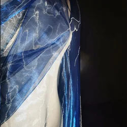 Liquid Water Light Diamond Blue Gradient Laser Designer Fabric DIY Dress Clothing Iridescent Fabric