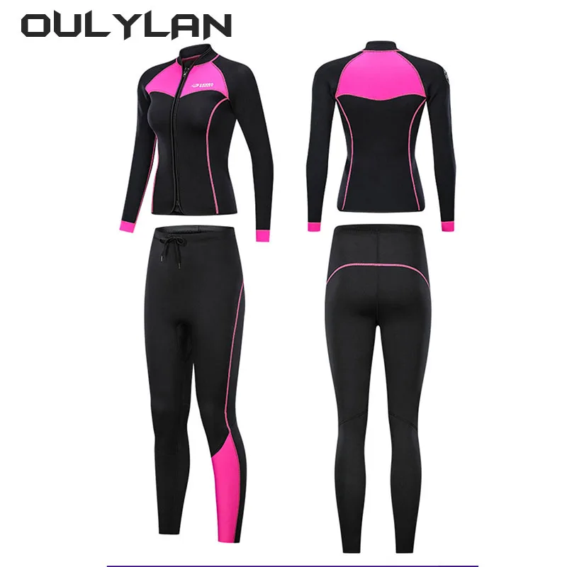 Women Two-piece Diving Set Long Pants Keep Warm Swimming Jacket Snorkeling 3mm Wetsui 2024t Professional Diving Clothes NEW