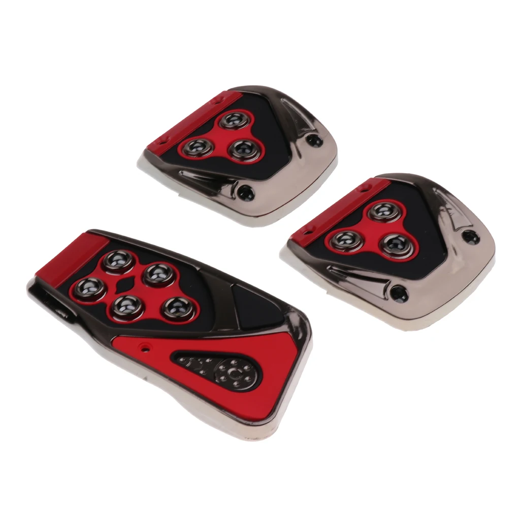 3Pcs Manual Car Brake Clutch Foot Pedal Pads Red