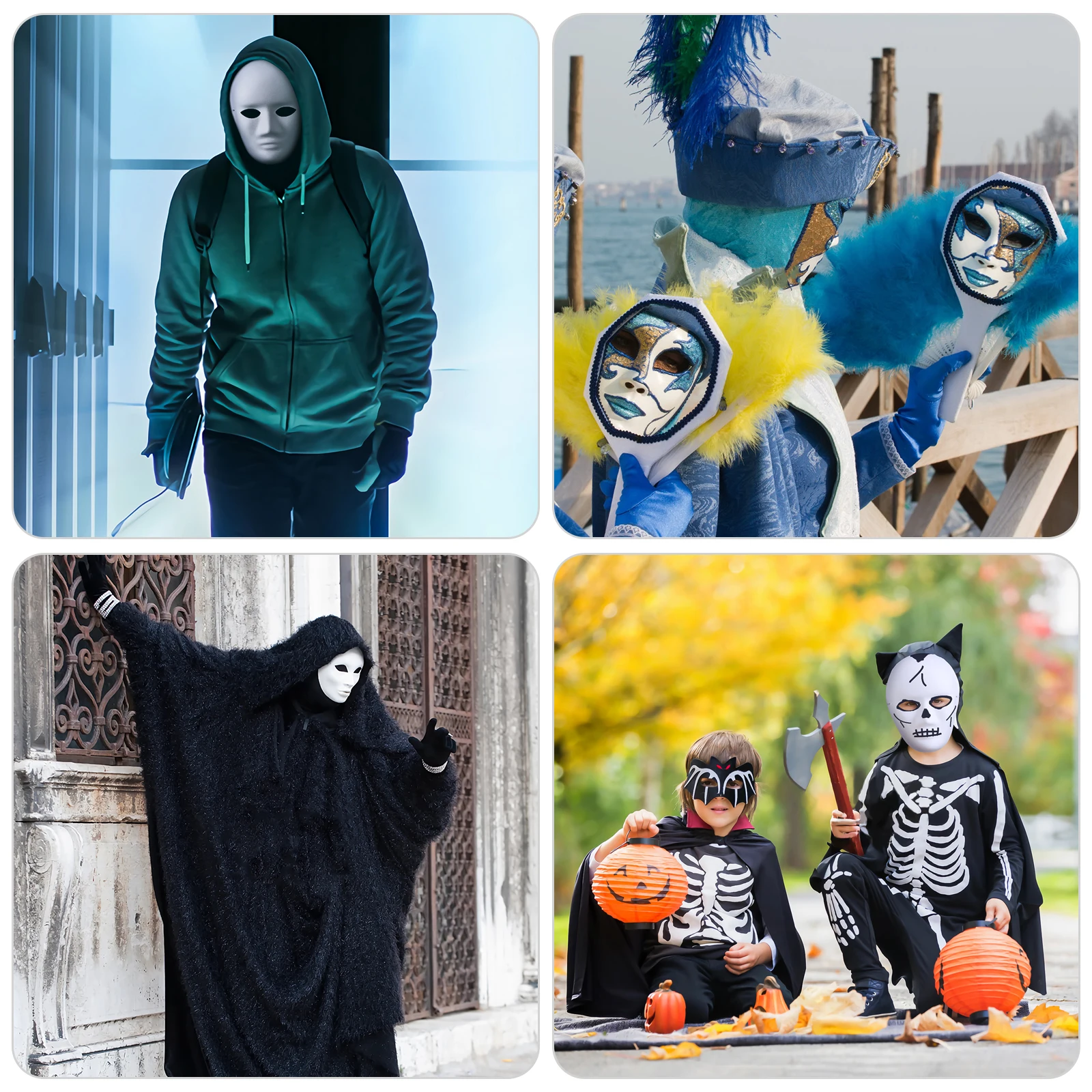 

4 pcs White Blank Man Face Masks for DIY Blank Masks To Decorate Halloween Paper MaskReusable Adult Size
