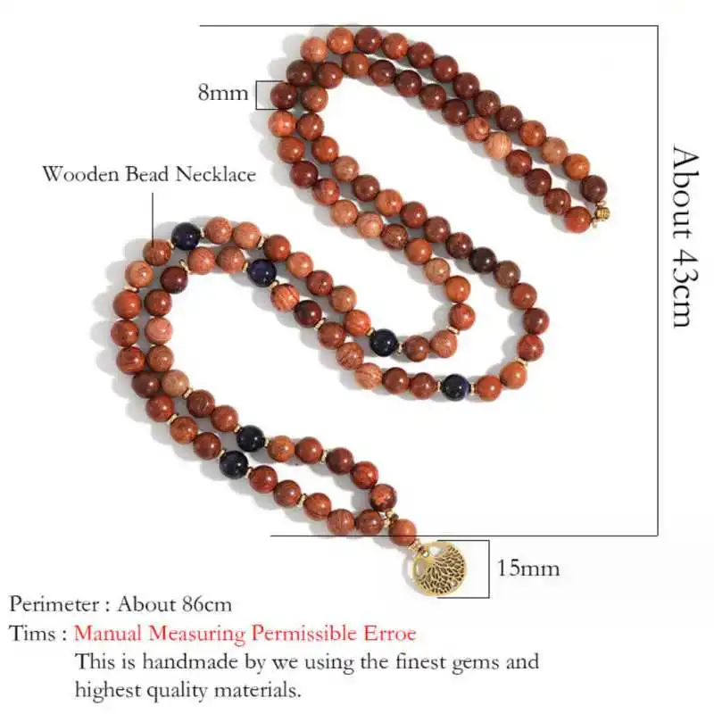 8mm108 small leaf rosewood bead bracelet amethyst Chain Unisex Men Beaded Eco-Friendly Prayer