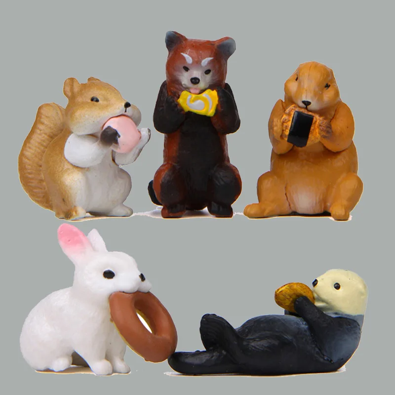 Rabbit Squirrel Raccoon Otter Sea Lion Miniature Figurine Animal Model Garden Dollhouse Home Mini Ornament Decoration Accessory