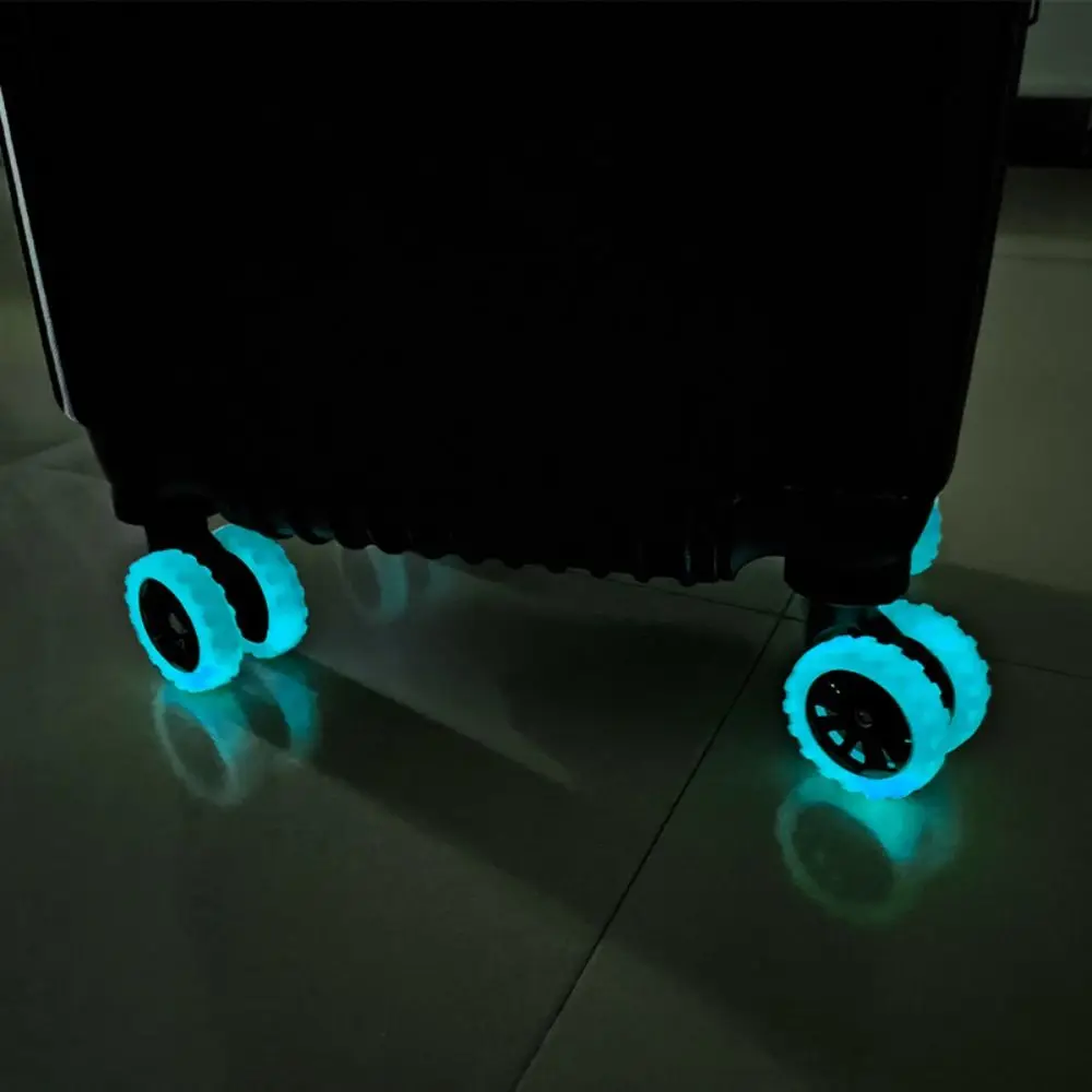 8pcs Luminous Silicone Travel Luggage Caster Shoes with Silent Sound Suitcase Wheels Protection Cover Trolley Box Casters Cover