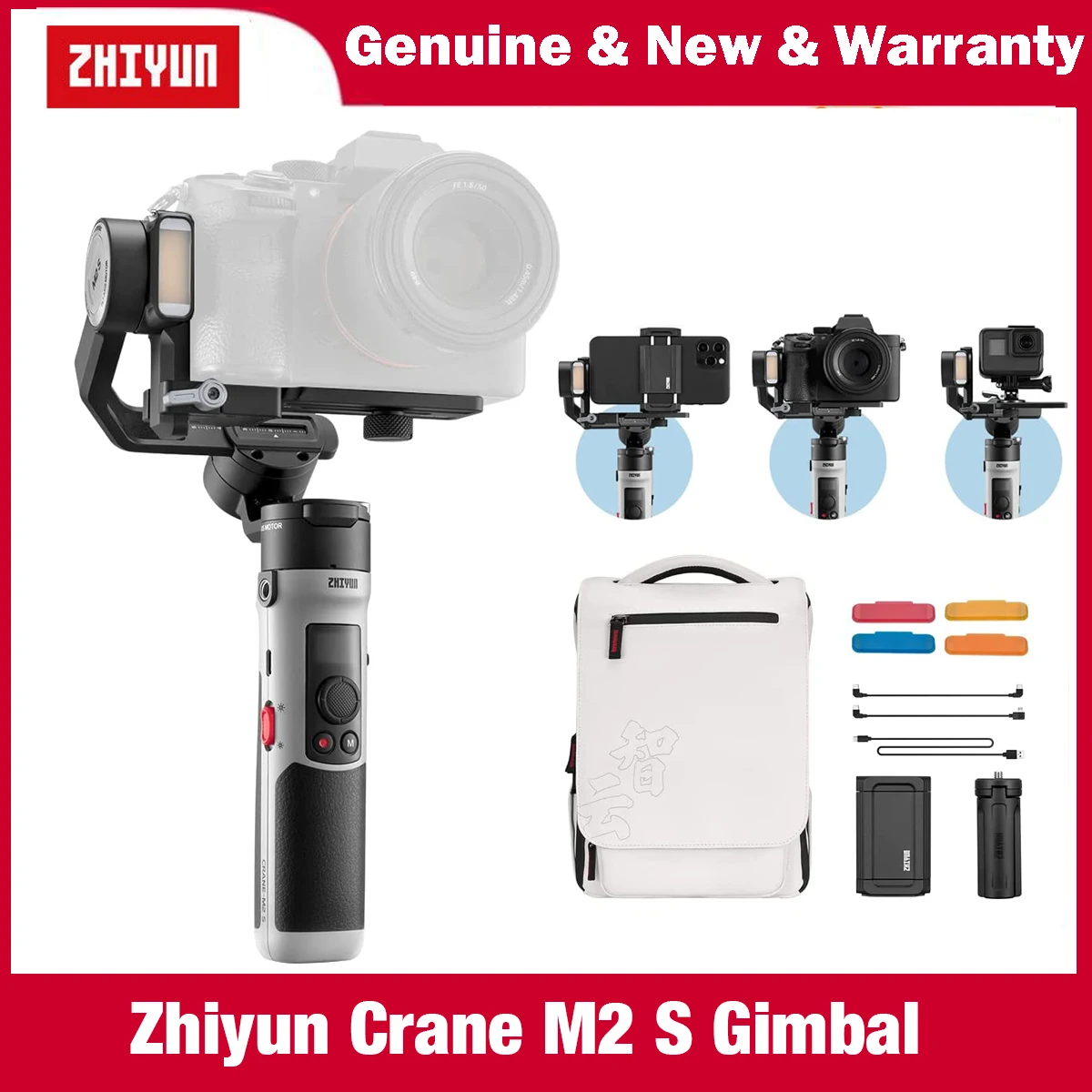 

ZHIYUN CRANE M2 S 3-Axis Mirrorless Cameras Gimbal Handheld Stabilizer for Sony Canon Action Compact Camera Smartphones GoPro