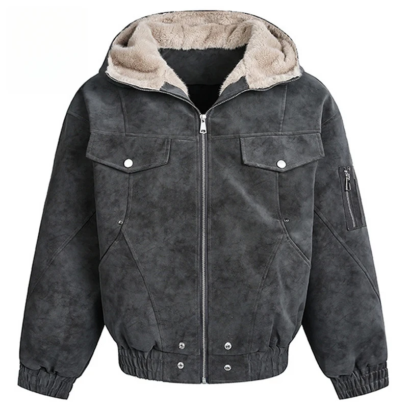 

Winter Jackets Plush Thicken Warm Parkas Coats Vintage Loose Padded Jackets Streetwear Harajuku Oversized Jackets Outwear men