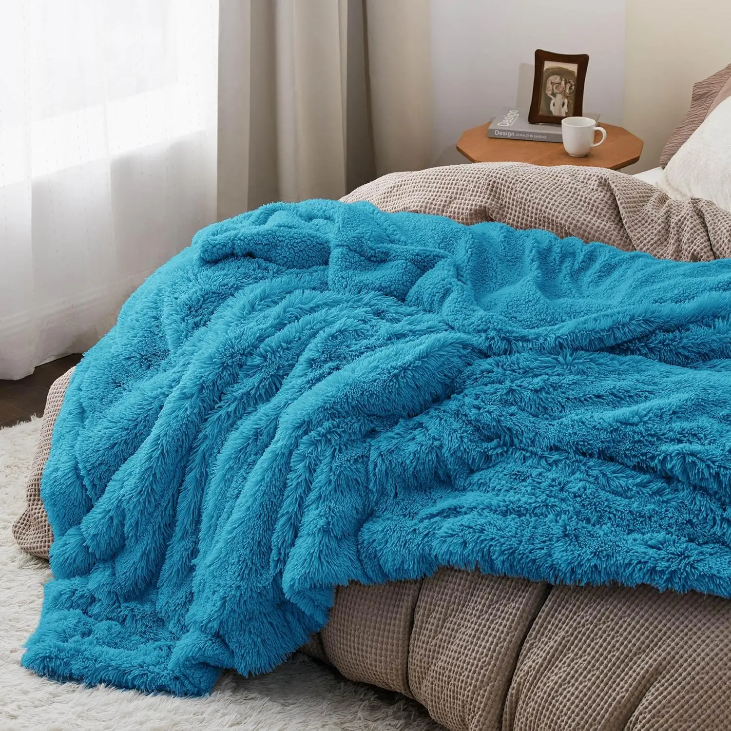 Blanket for Winter, Cozy Plush Sherpa Fleece Faux Fur Blanket, Thick Warm Christmas Blanket Gifts for Women, Men, 108x90