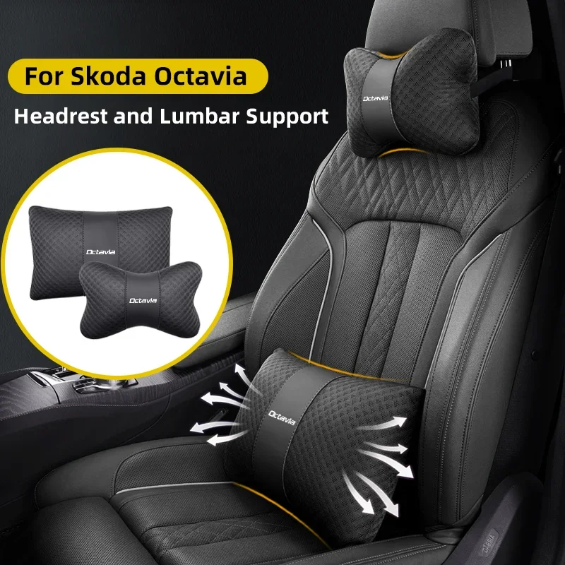 Car Neck Pillow Protection Lumbar Backrest Cushion for Skoda Octavia 2 3 RS VRS Tour A7 A5 Auto Seat Headrest Waist Support Pad