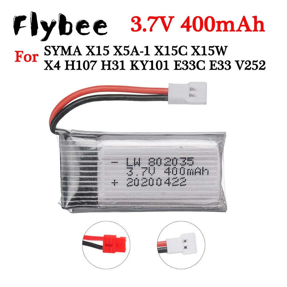 

Аккумулятор 3,7 в 400 мАч для SYMA X15 X5W X15C X151 X4 H107 H31 KY101 E33C E33 U816A V252 H6C запасная батарея для радиоуправляемого квадрокоптера дрона