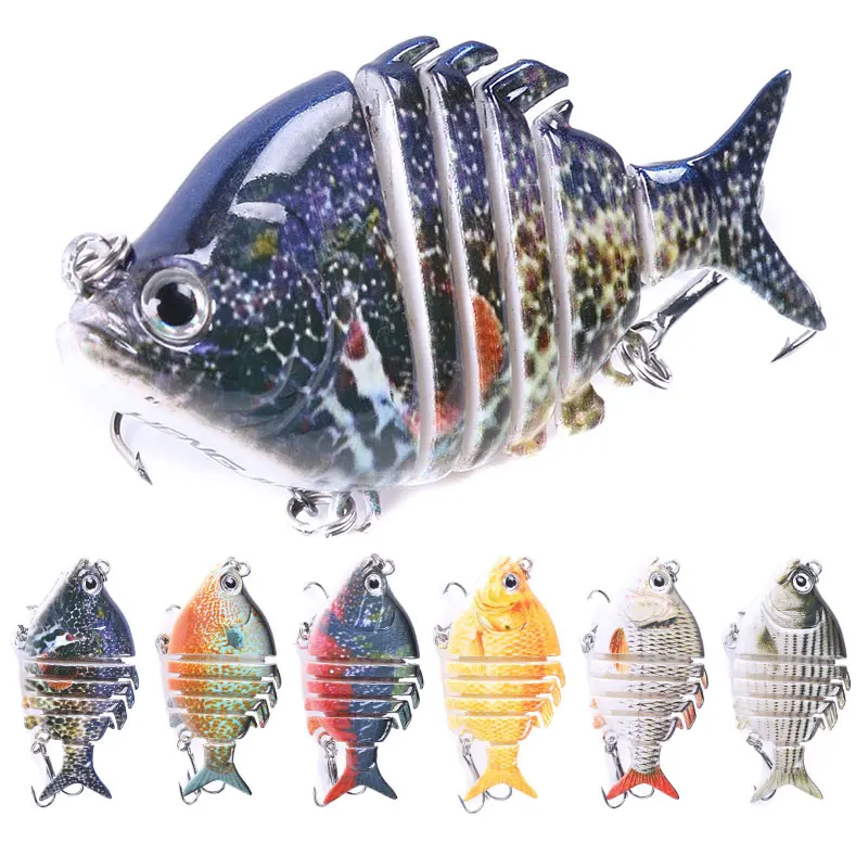 

6 шт. приманок для рыбалки Swimbait, реалистичная форма тилапии, 6,35 см, 9,3 г, жесткая приманка с тройным крючком, многосоставные приманки для ловли баса.