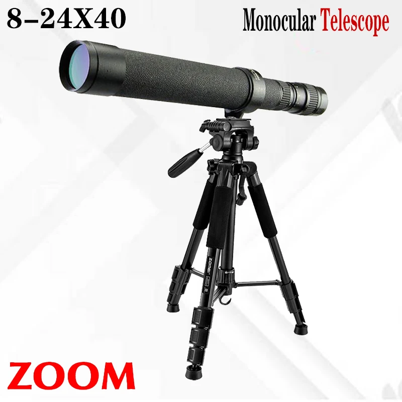 8-24x40 Professiona Monocular Telescope HD Monocular with Zoom Bak4 Night Vision Spyglass for Travel Fishing Camping Equipment