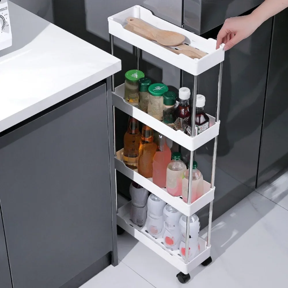 Push Trolley Shelf Floor Multi-layer Bathroom Bathroom Crevice Living Room Storage Trolley Kitchen Crevice Shelf Racks Toilet