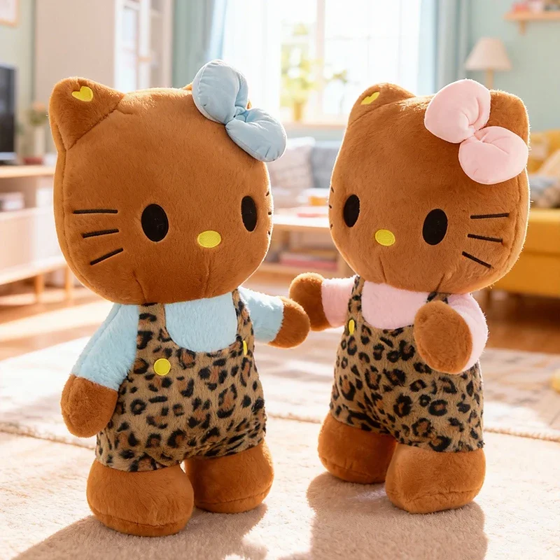 Neue Sanrio kawaii 80 cm Leopardenmuster Hallo Kitty Katze Plüschtier Füllen Tiere Kinder Weihnachtsgeschenk Innendekoration Puppe