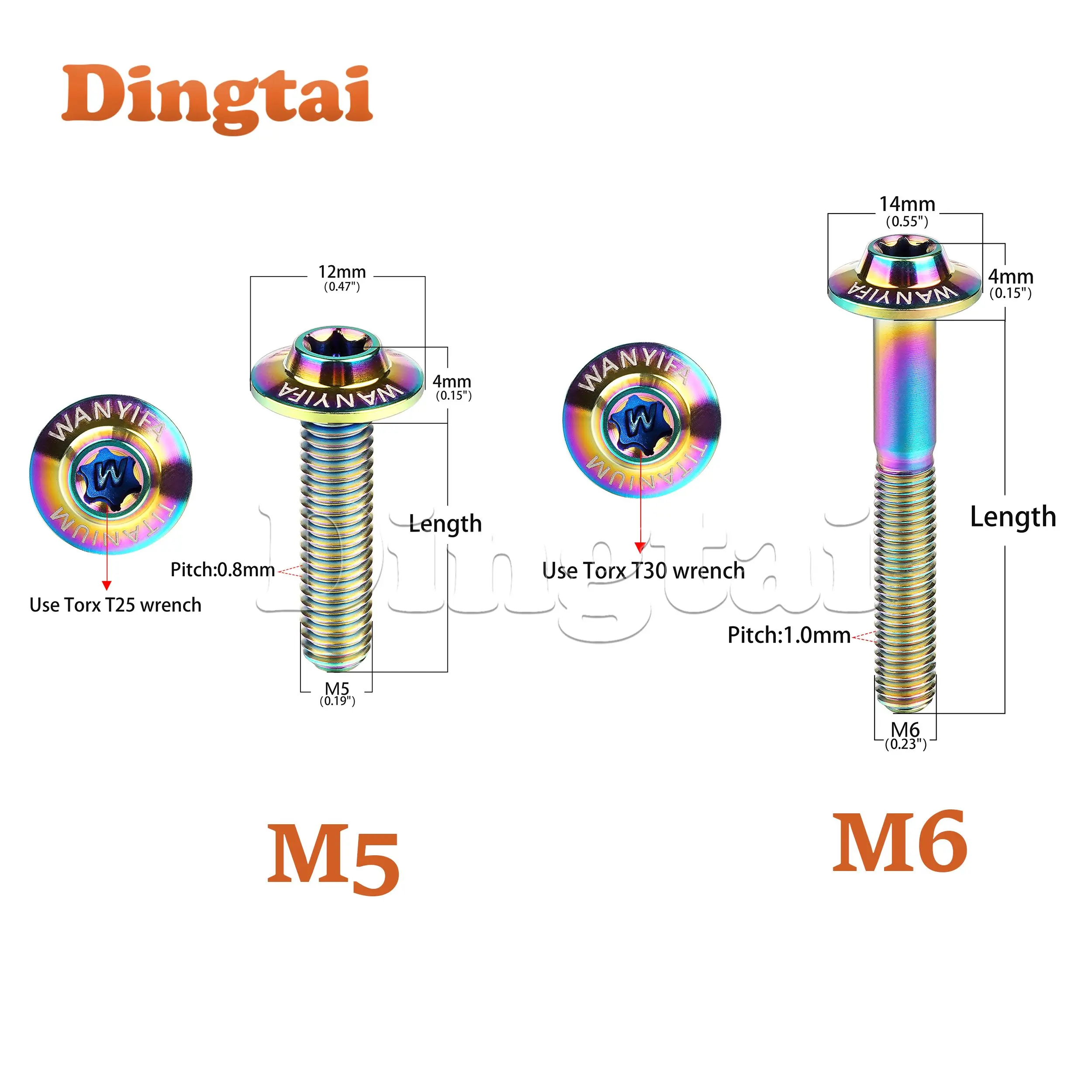 Dingtai Titanium BoltM5/M6x10/12/15/20/25/30/35mm Torx head Screws is suitable for Locomotive