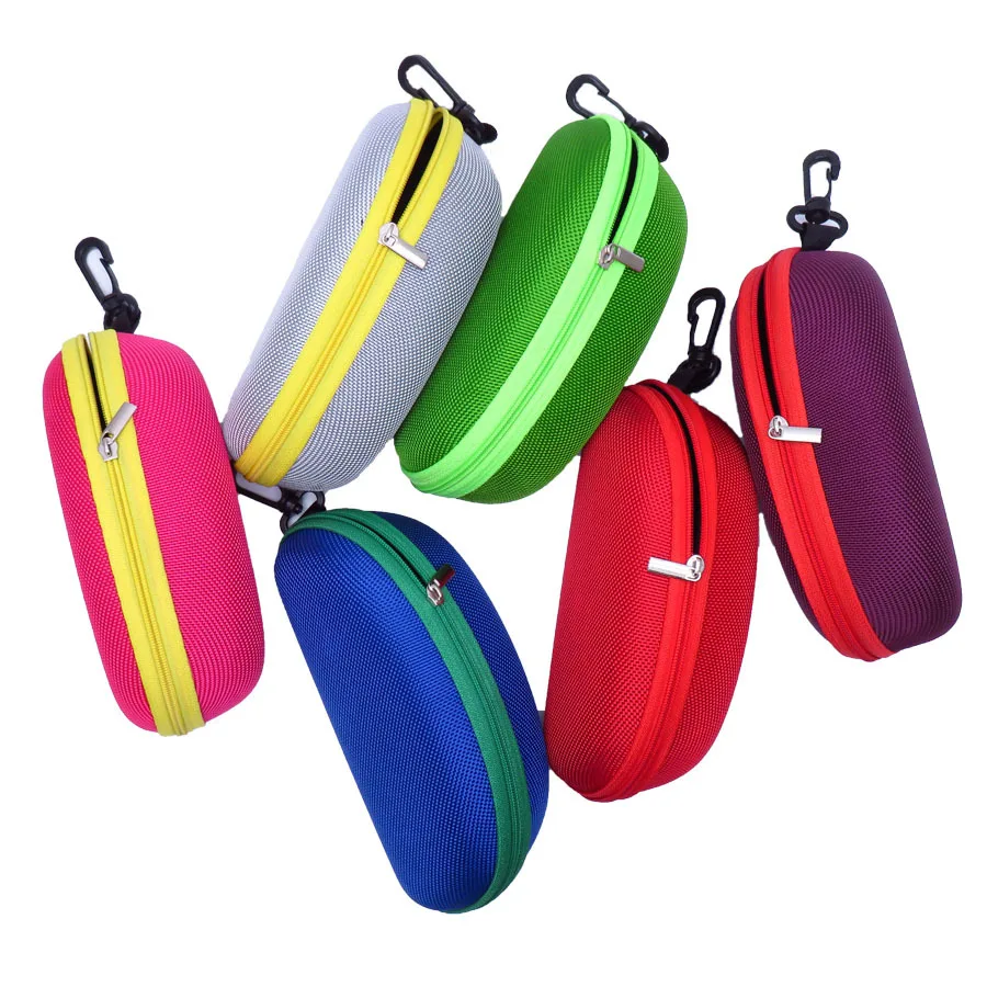 Portable EVA Glasses Case with Carabiner Hook Colorful Sunglasses Hard Cases Zipper Eyeglasses Protector Box Eyewear Accessories