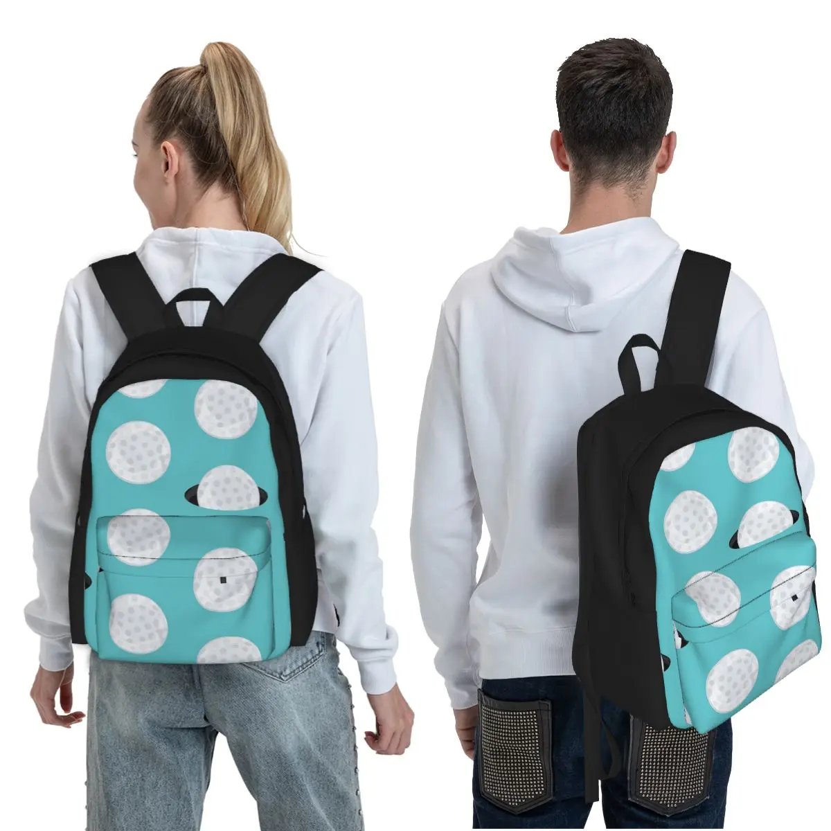 Hole In One Golf Balls On Aqua Student Backpack School Bag Hiking Travel Daypack for Boys Girls Fashion Bookbag Shoulder Bags