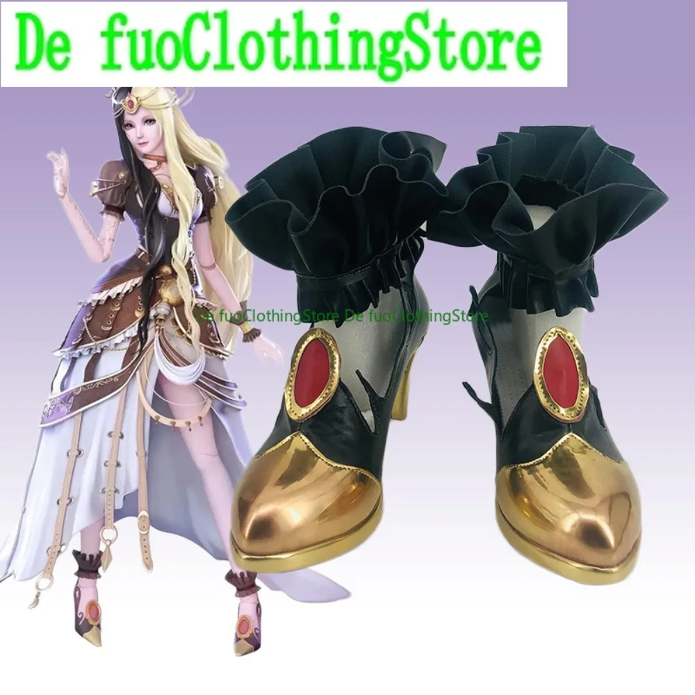 DefuoClothing 화이트 라이트 잉 코스프레 신발 애니메이션 게임 롤플레잉 할로윈 의상 소품 신발 부츠