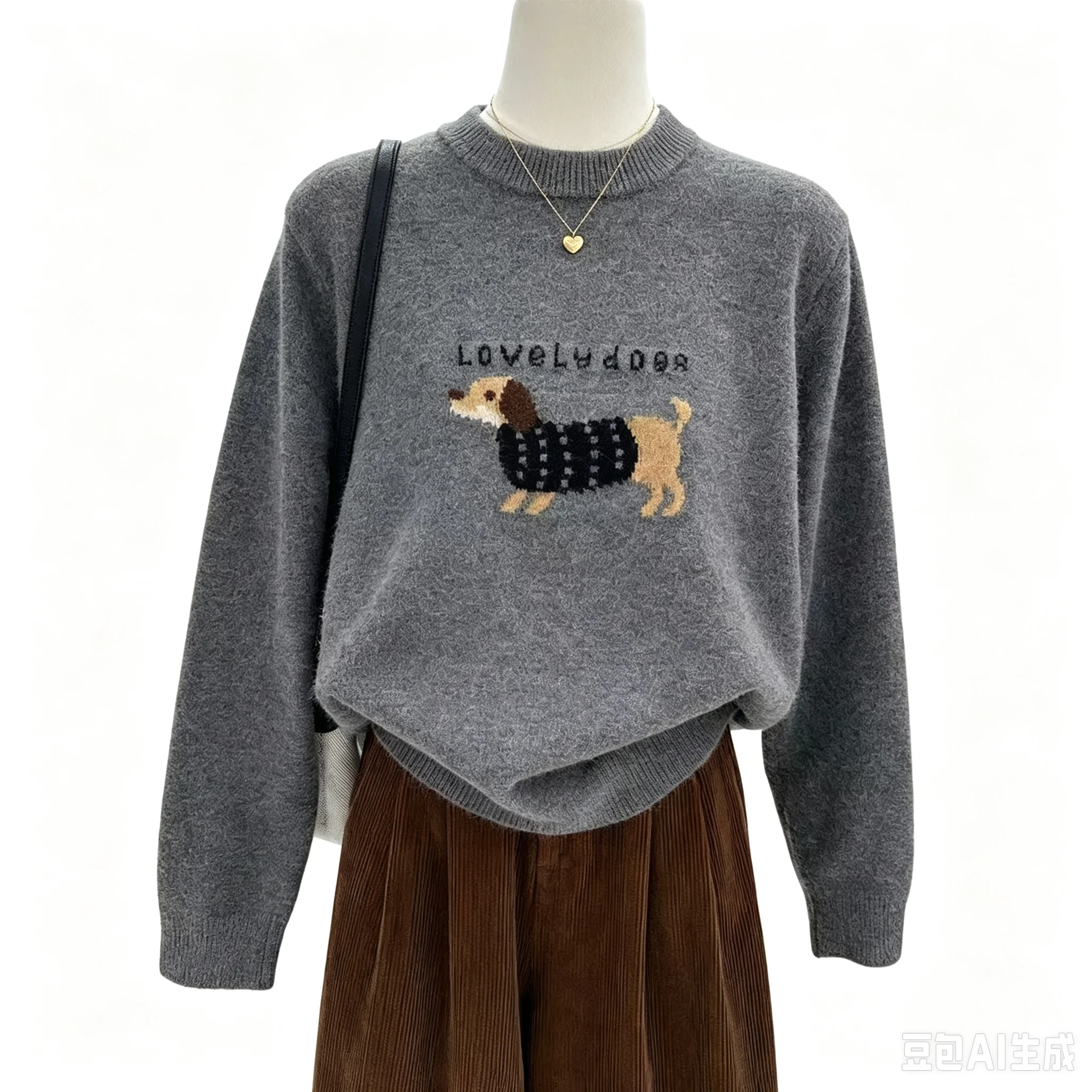 Korean Y2K Sweet Cute Dachshund Knit Sweater 