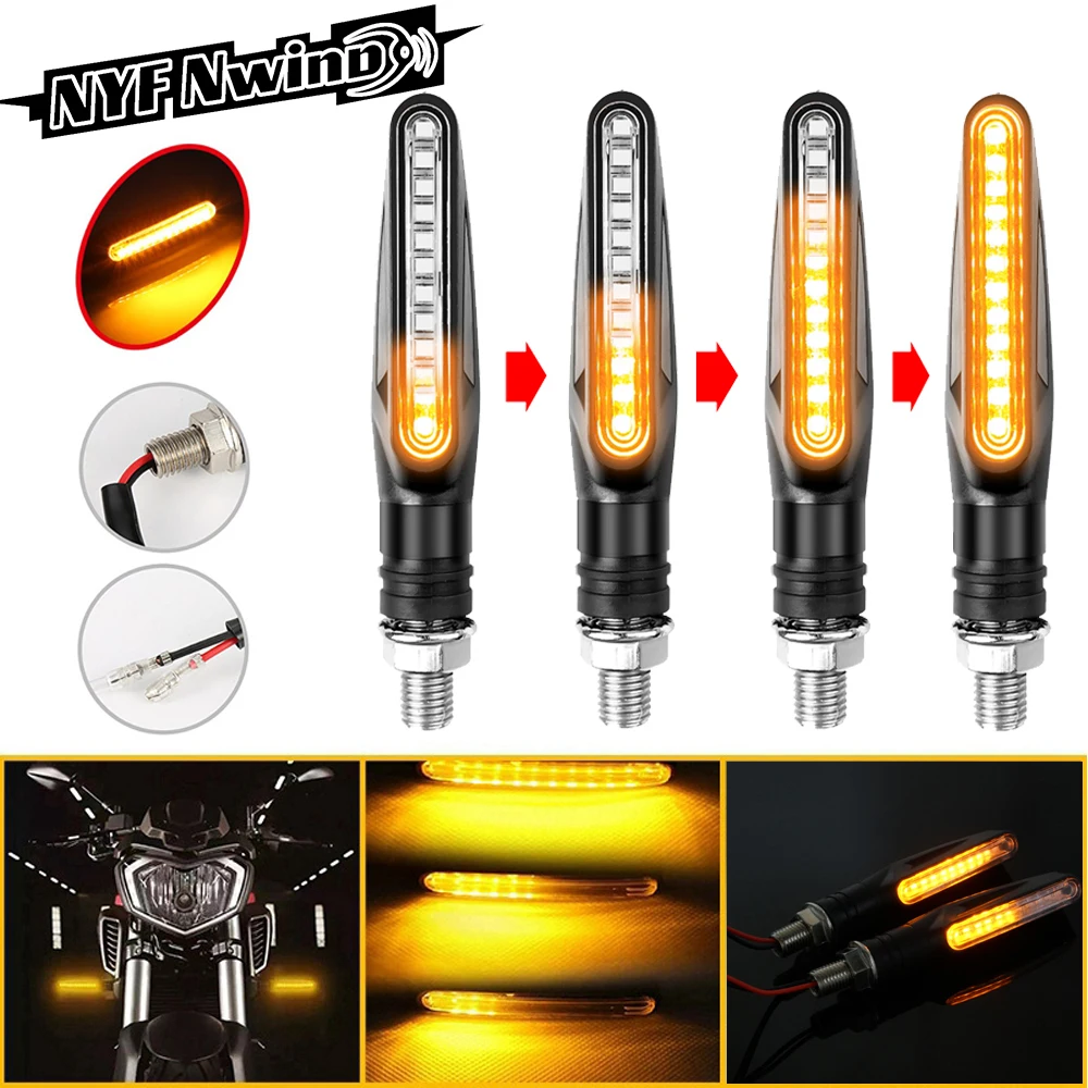 2pcs Motorcycle Turn Sequential Signals LED Blinker Flowing Water Flashing Lights Tail Stop Indicators Turn Signal