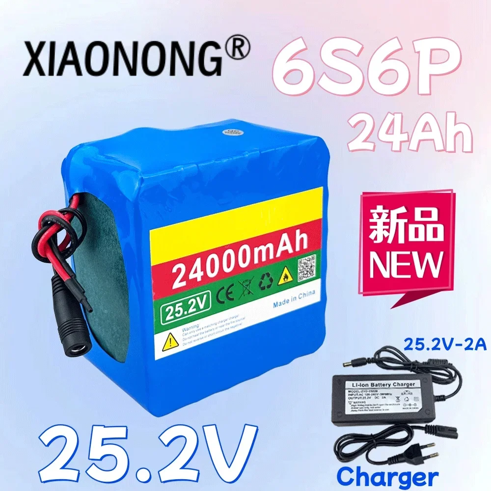 100% New 6S6P 25.2V 24000mAh Large-Capacity Lithium High-capacity Battery Pack ,For E-Bike Scooter+Charger