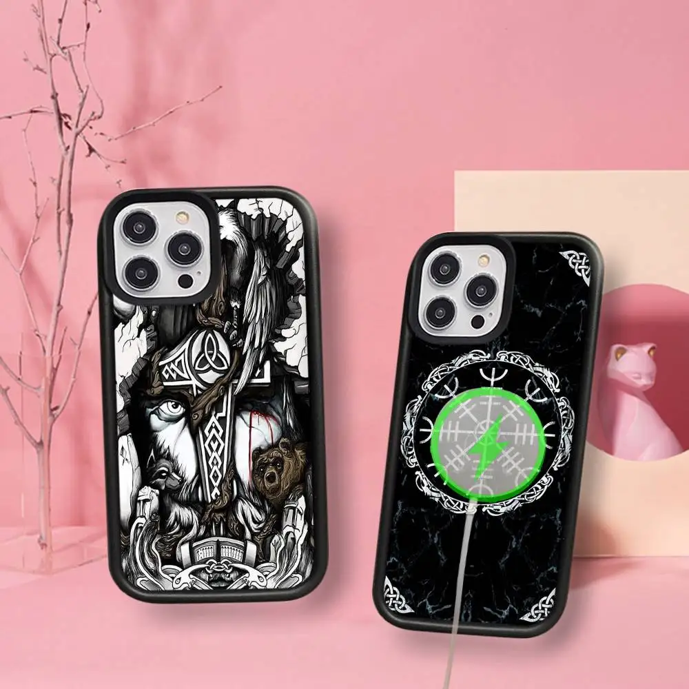 V-Viking Logo V-Vegvisir Luxus für MagSafe Magnetische Kabellose Handyhülle für iPhone 17 16 15 14 Plus 13 12 11 Pro Max Cover